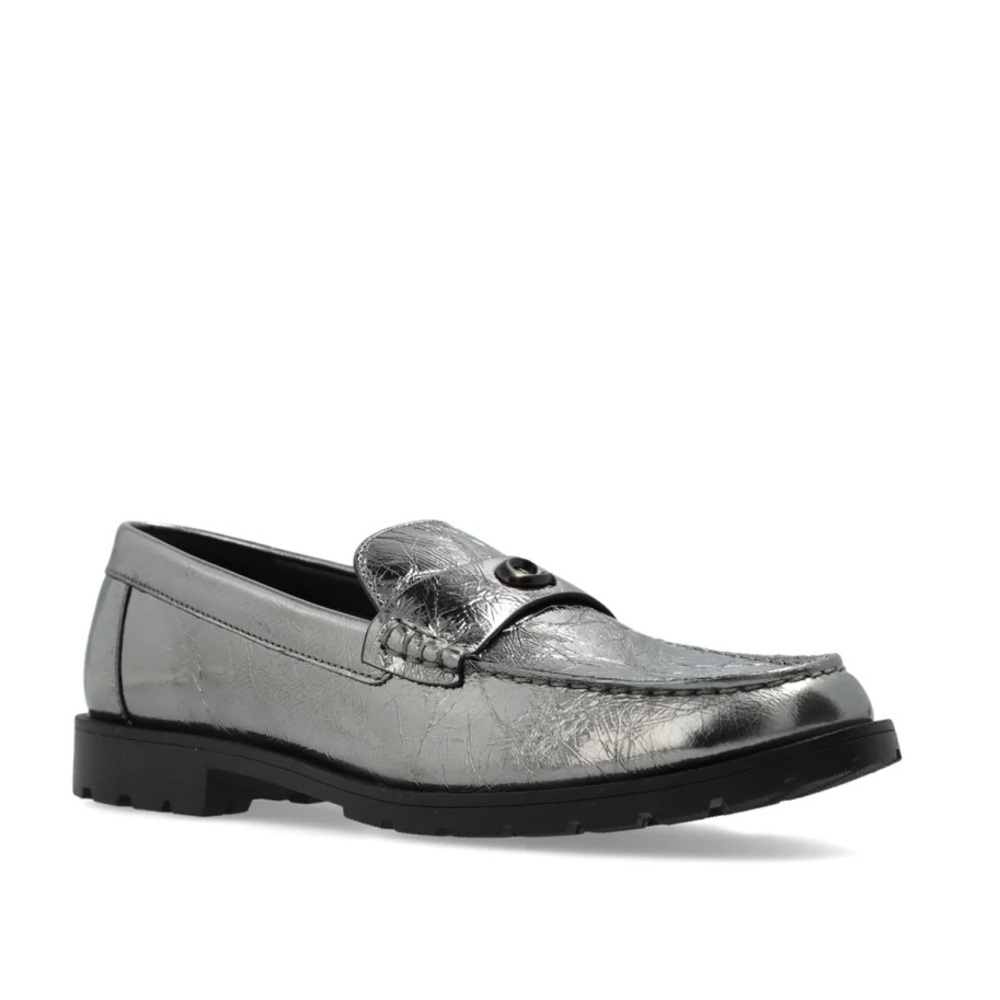 Coach Jocelyn Crinkle Leather Logo
 Silver Loafers Size 6 NWT‎ - Picture 5 of 14